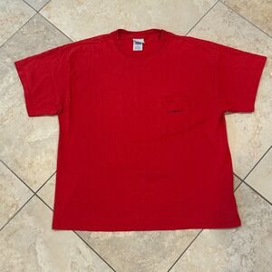 Vintage Boeing Pocket Shirt Mens XL Red Short Sleeve Tee Airplane Aviation